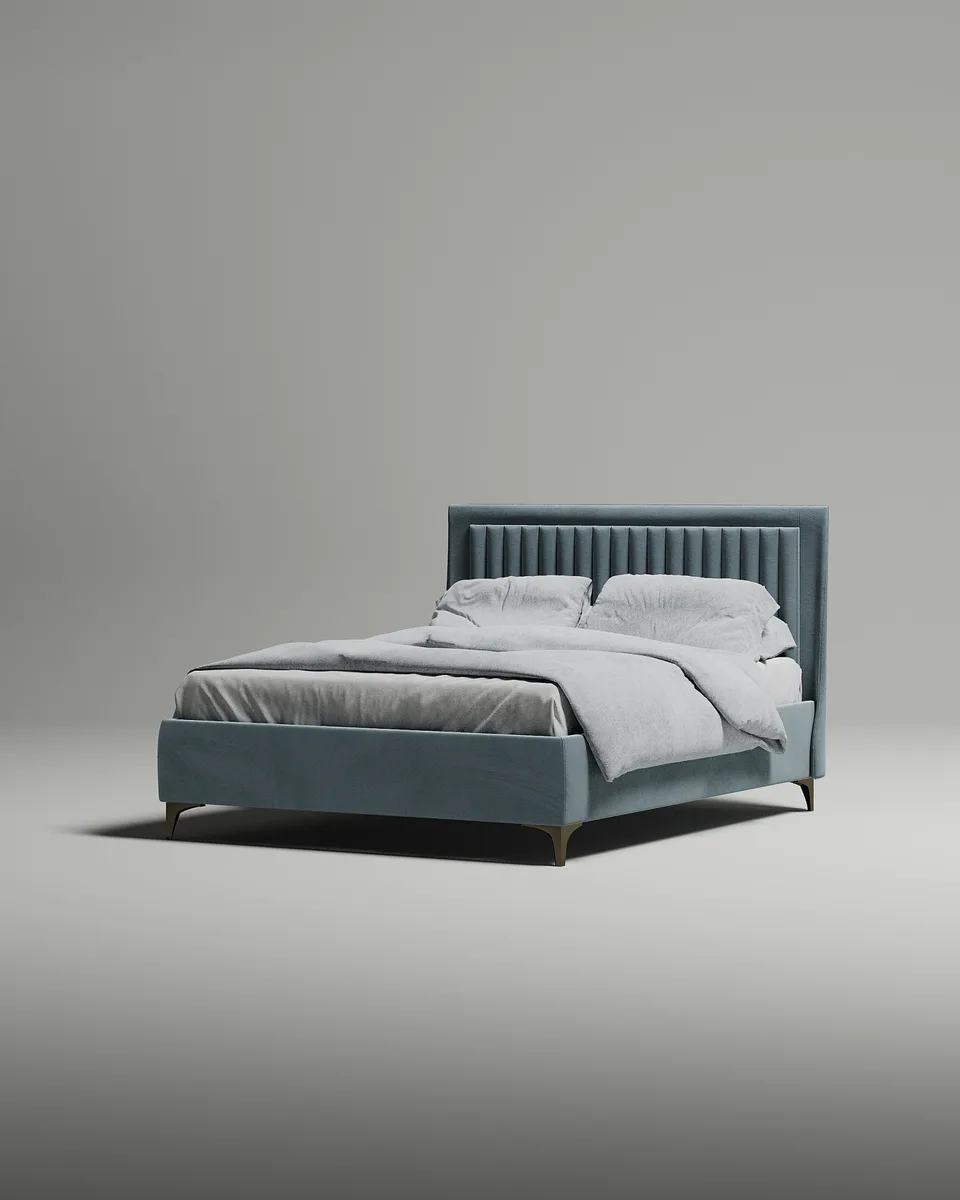 Двуспальная кровать Дайри 160x200 с мягким изголовьем (зеленый велюр) Кровать двуспальная Дайри с мягким изголовьем (зеленый велюр)