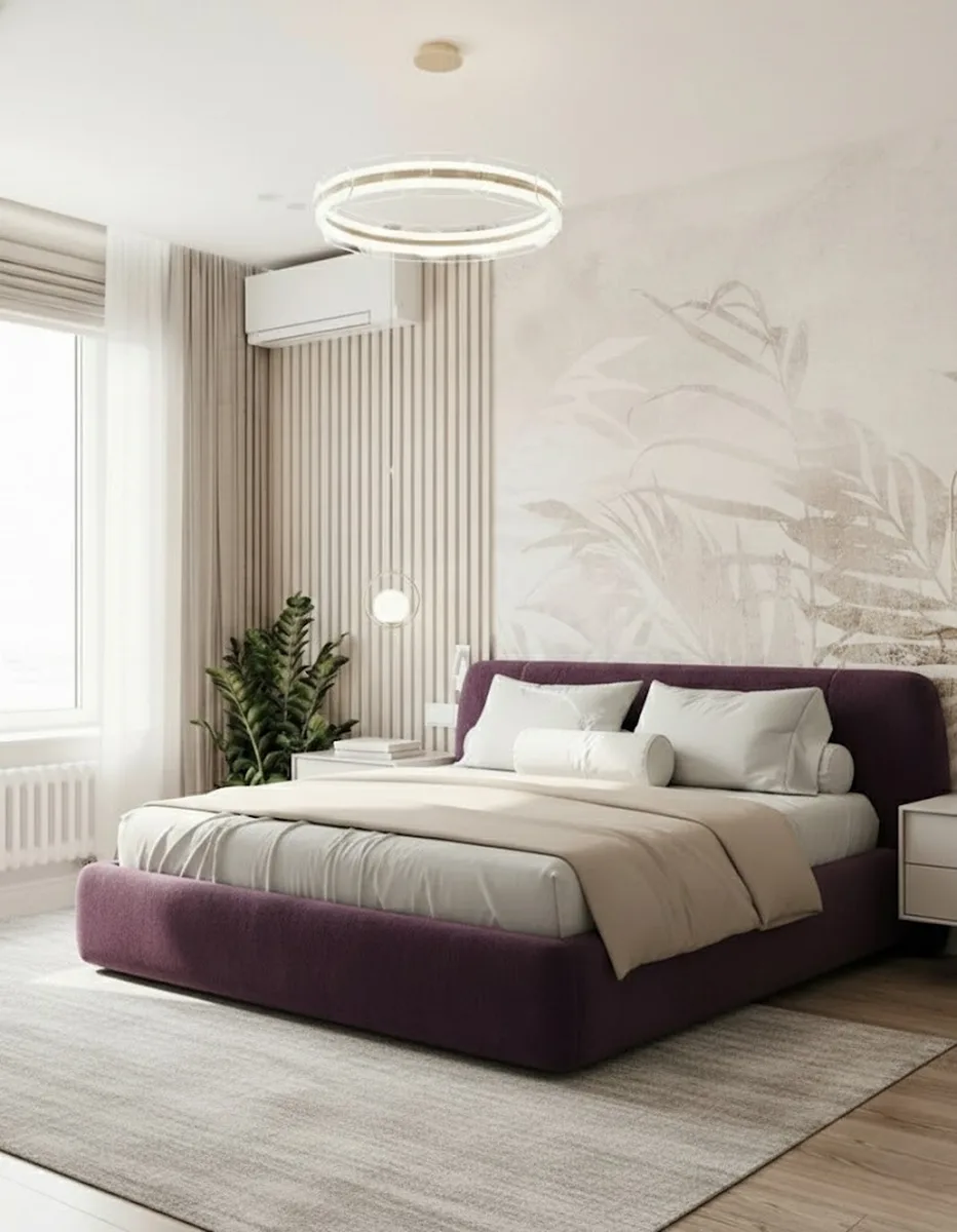 Двуспальная кровать Эндре 160x200 с мягким изголовьем (фиолетовый велюр) Кровать двуспальная Эндре с мягким изголовьем (фиолетовый велюр)