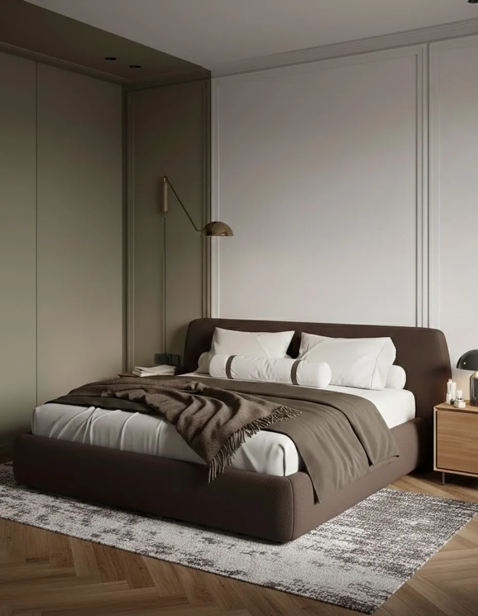 Двуспальная кровать Эндре 160x200 с мягким изголовьем (коричневый велюр) Кровать двуспальная Эндре с мягким изголовьем (коричневый велюр)
