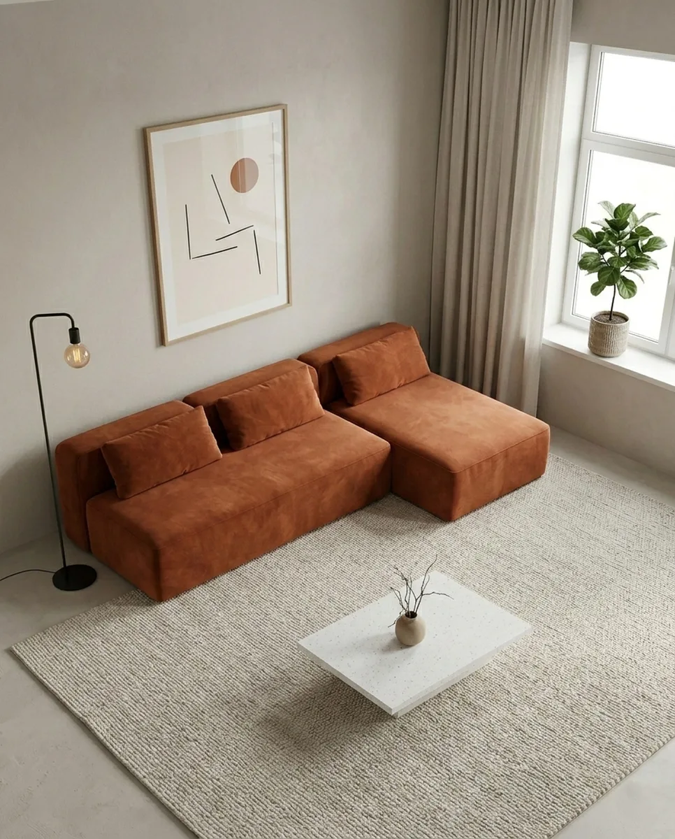 Коричневый диван Ламас, выполненный в современном стиле Коричневый диван Ламас, исполненный в современном стиле