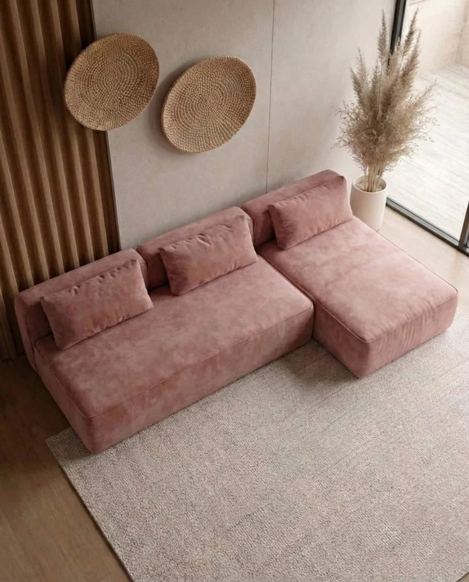 Угловой диван Ламас красный со спальным местом 140x200