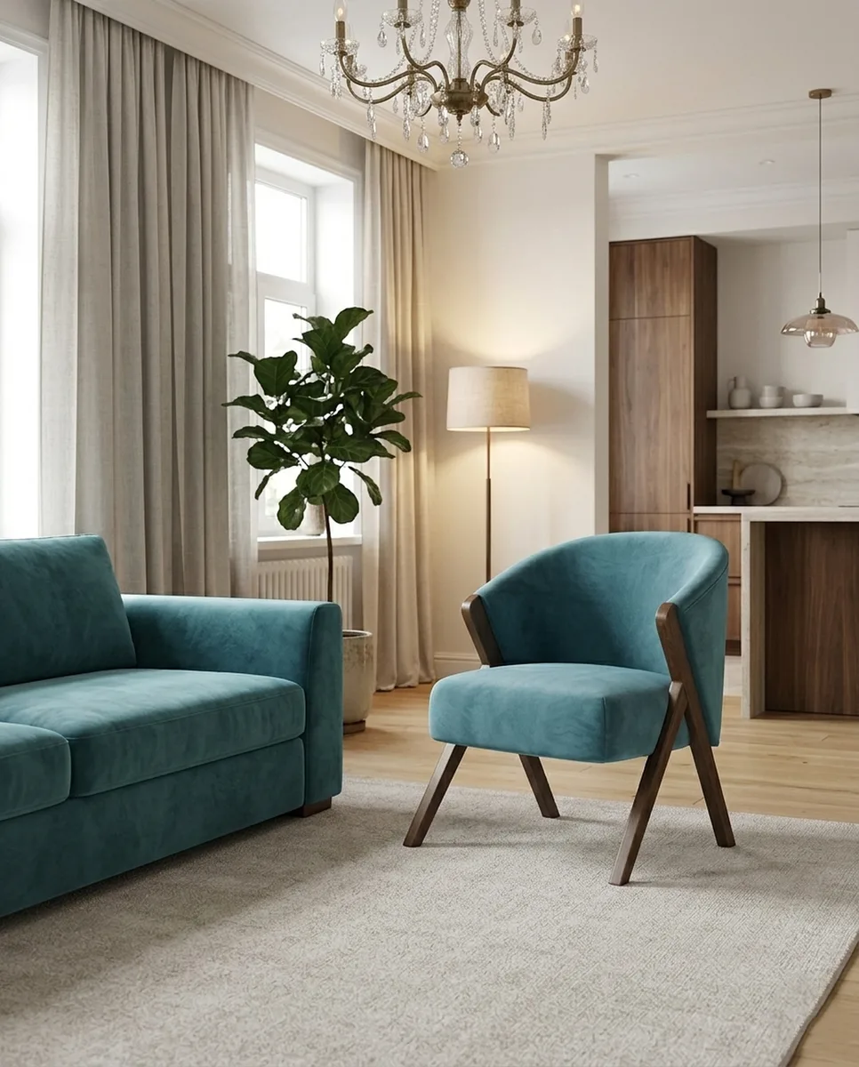 Бирюзовое кресло Альдо от Калибрум, выполненное в современном стиле Бирюзовое кресло Альдо от Kalibroom, исполненное в современном стиле