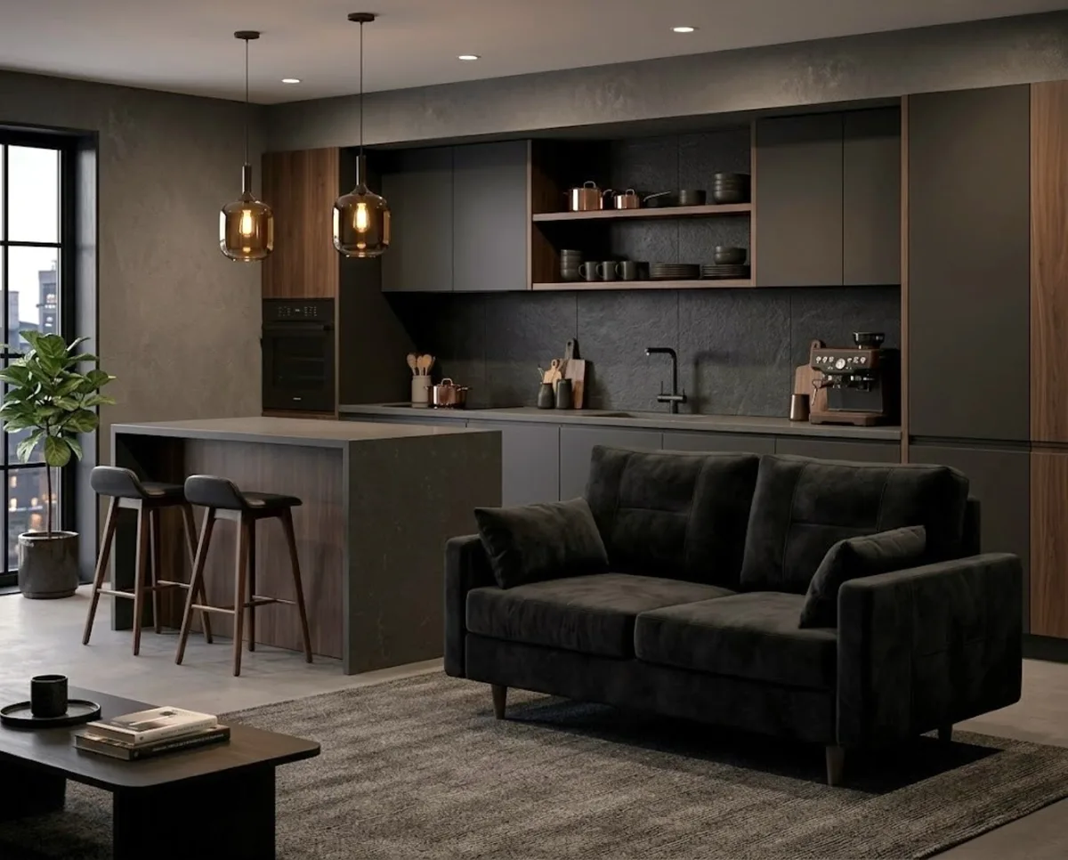 Диван прямой Лэдби черный со спальным местом 160x190 Прямой диван Лэдби черный со спальным местом 160x190