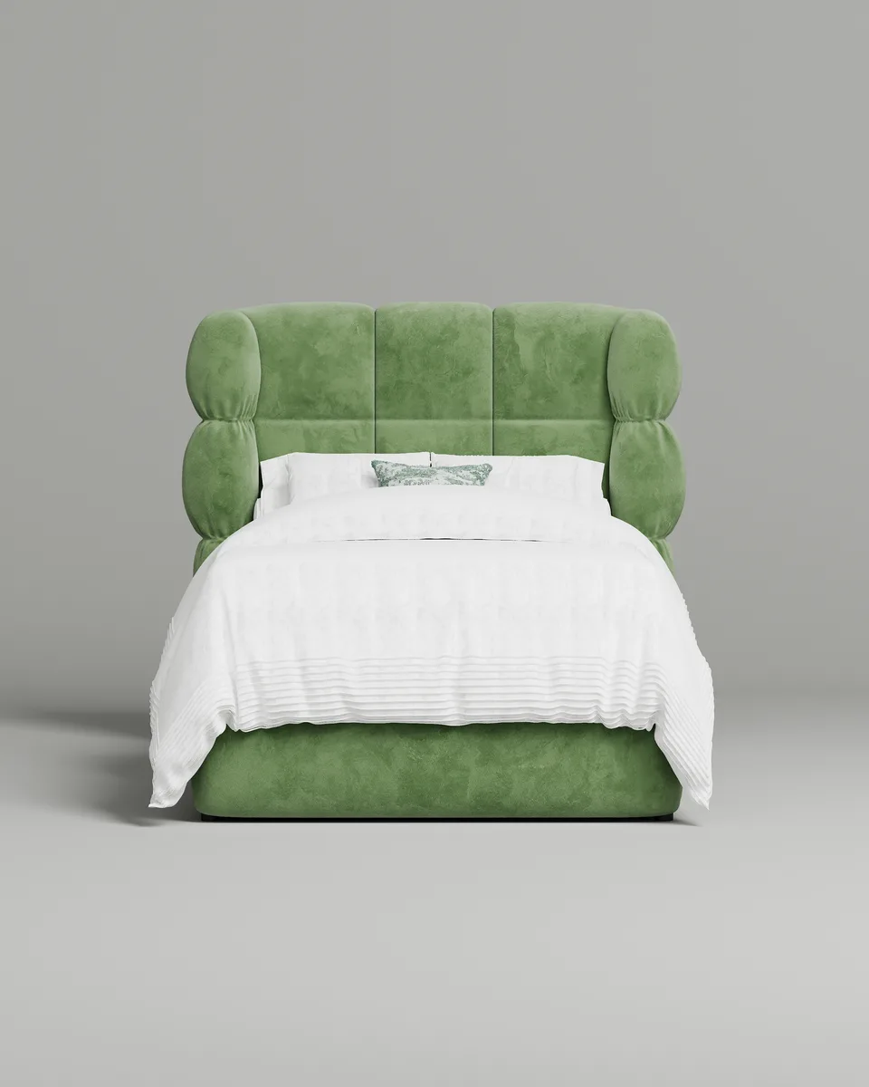 Комфортная кровать Мольто. Материал: велюр. Цвет: зеленый