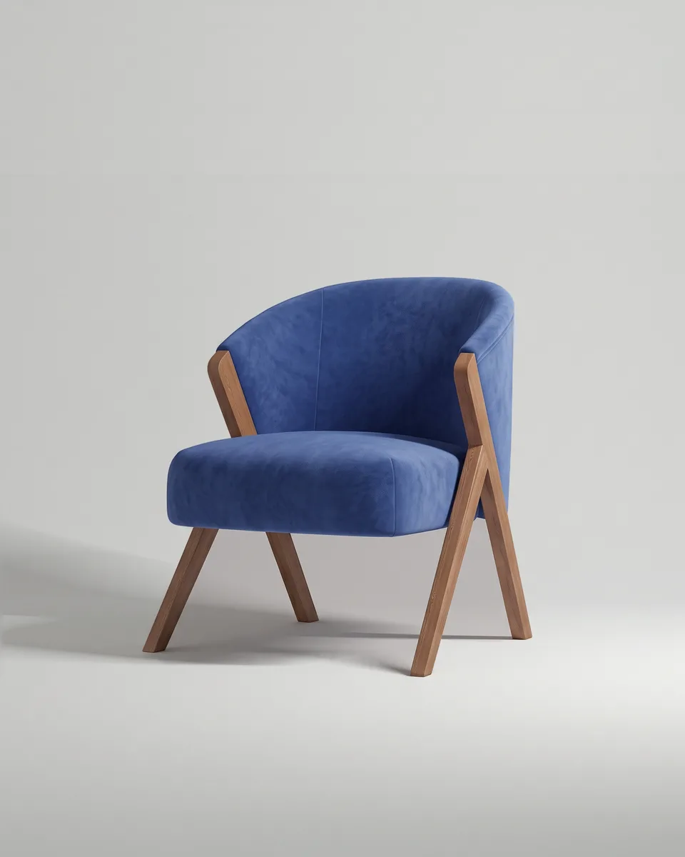 Синее кресло Альдо от Kalibroom, исполненное в современном стиле