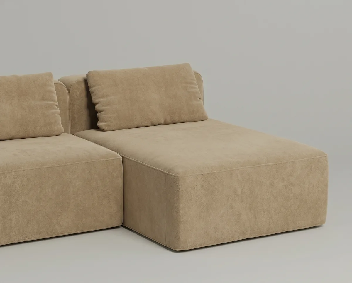 Диван угловой Ламас с подушками без подлокотников. Материал: велюр - Velutto 02