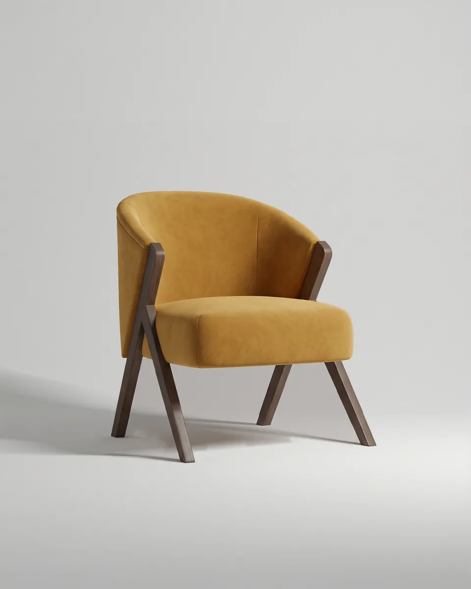 Кресло Альдо на ножках без подлокотников (велюр горчичного цвета - Velutto 56) от Kalibroom