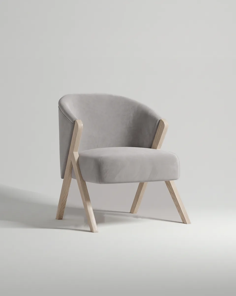Кресло Альдо с деревянным основанием без подлокотников (серый велюр)