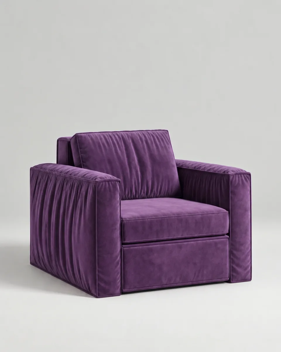 Кресло Борген без ножек с подлокотниками (фиолетовый велюр) Кресло Борген без ножек с подлокотниками (фиолетовый велюр - Velutto 25) от Kalibroom
